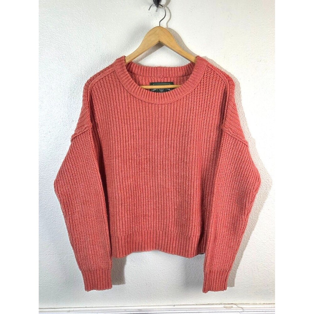 American Eagle Sweater Womens S Coral Pink Chunky Ribbed Knit Wool Blend Cozy